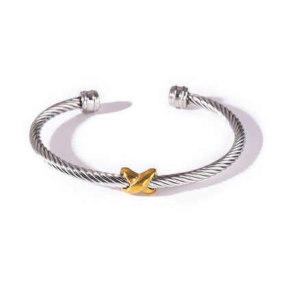 Simple Double Twist Bangle Bracelet