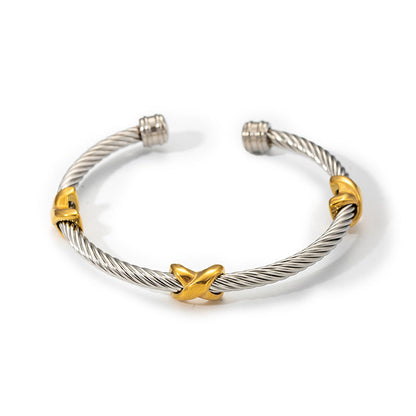 Simple Double Twist Bangle Bracelet