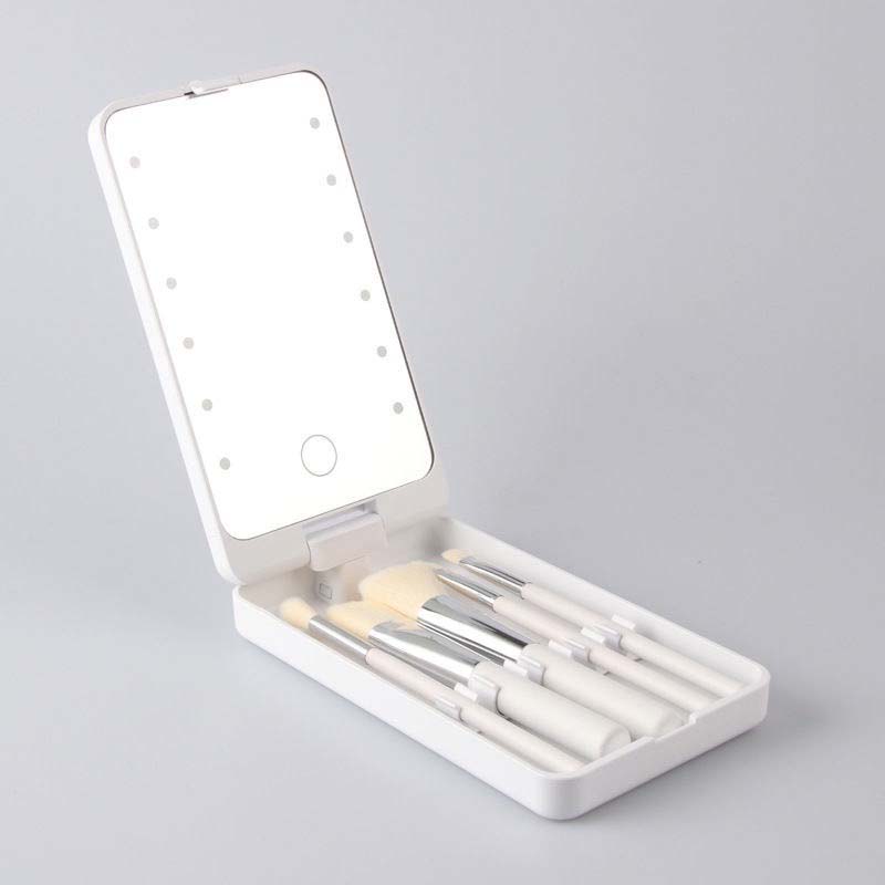 Portable Makeup Brush Kit with LED Mirror - Befez