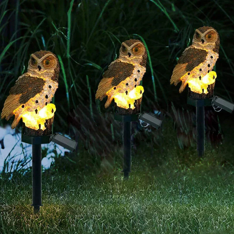 Solar Powered Owl Outdoor Lamp