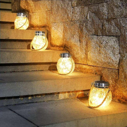 Rustic Solar Jar Table Lamp