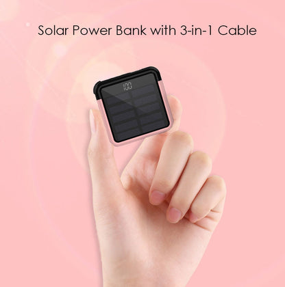 Compact Solar Power Bank with Hidden 3-in-1 Cable - Befez