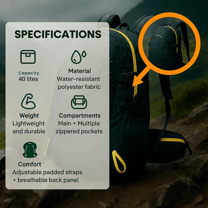 Waterproof 40L Hiking Backpack for Outdoor Travel