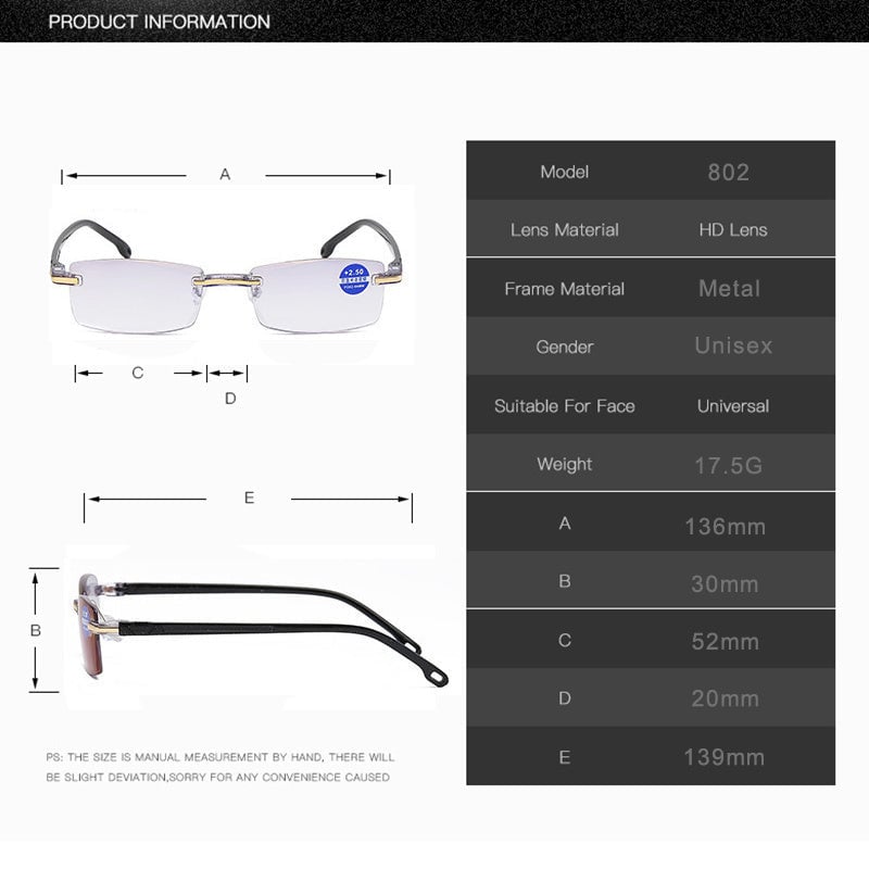 Smart Reading Glasses with Progressive Lenses & Blue Light Blocker