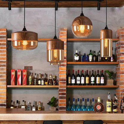 Modern Rustic Wood Hanging Lamp