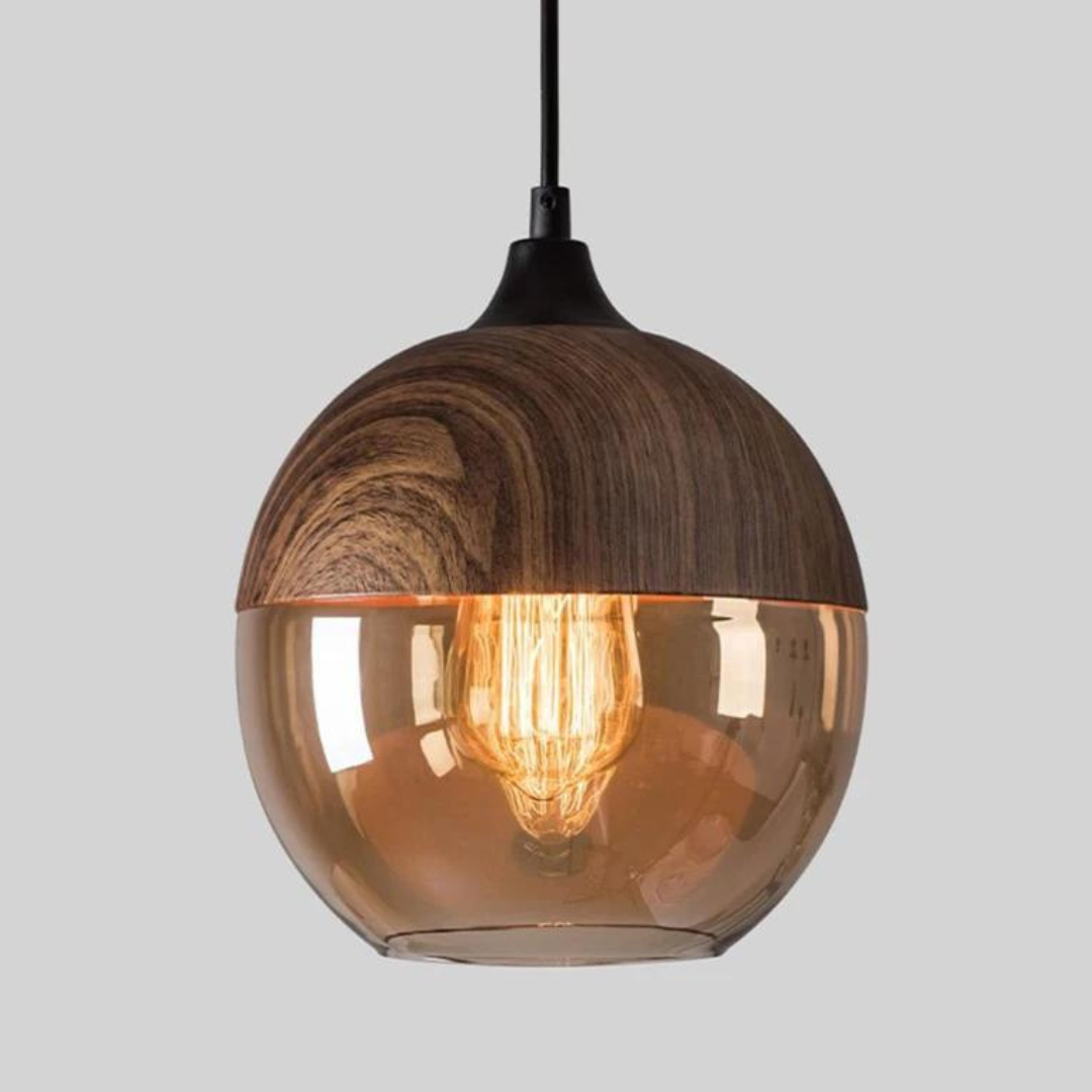Modern Rustic Wood Hanging Lamp