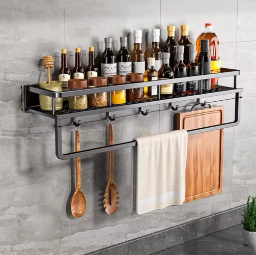 Space Saving Kitchen Wall Shelf Storage Unit