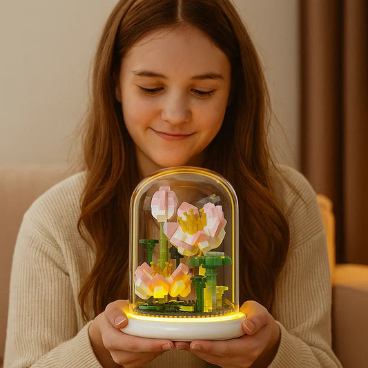 Colorful Glass Flower Decoration Block - Befez