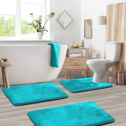 Soft Plush 3 Piece Bathroom Mat Set