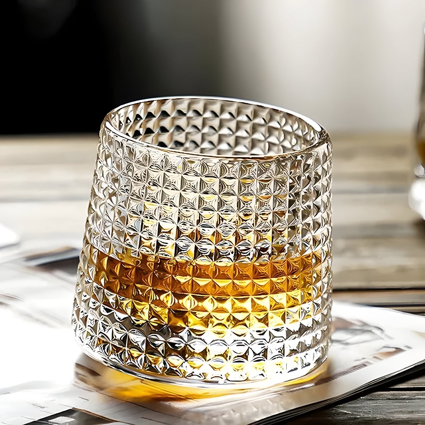 Premium Whiskey Glass with Unique Ribbed Pattern