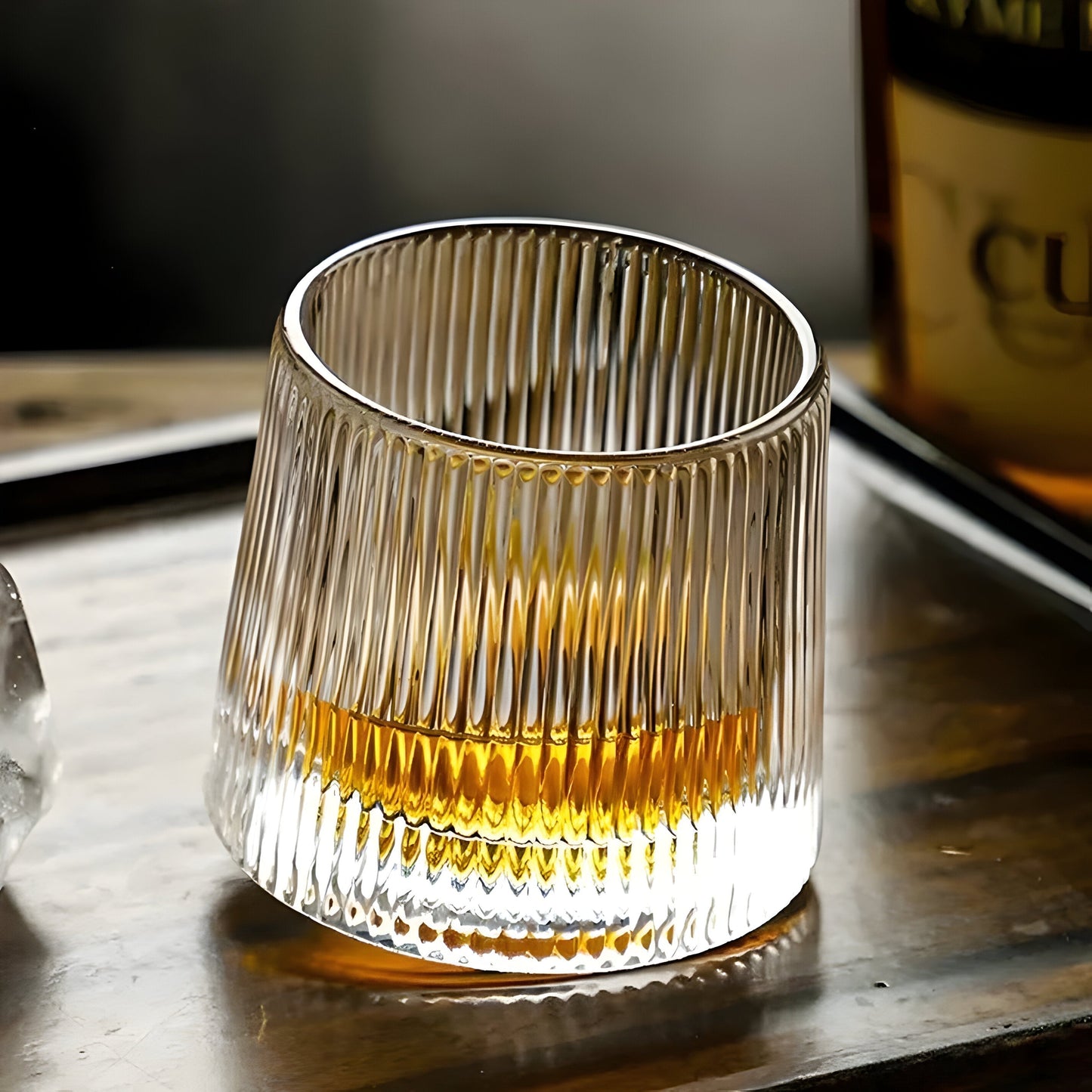 Premium Whiskey Glass with Unique Ribbed Pattern