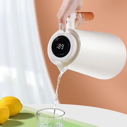Smart Thermal Jug with Touchscreen and Wood Grip