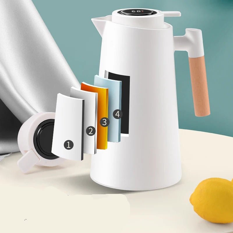 Smart Thermal Jug with Touchscreen and Wood Grip
