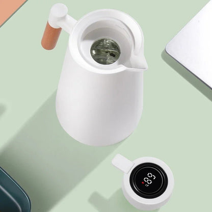 Smart Thermal Jug with Touchscreen and Wood Grip
