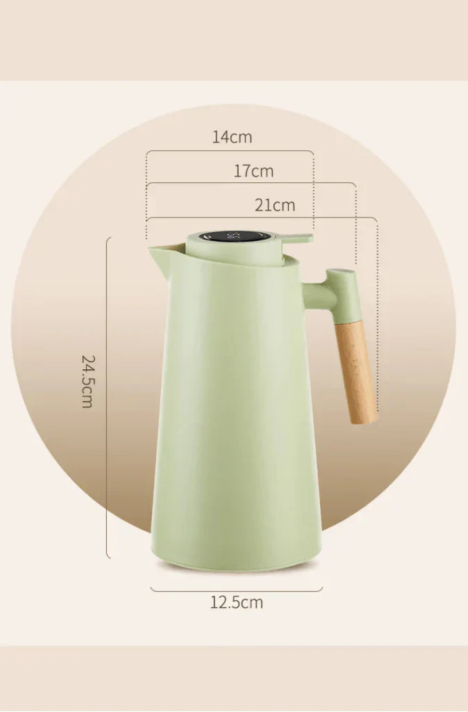 Smart Thermal Jug with Touchscreen and Wood Grip