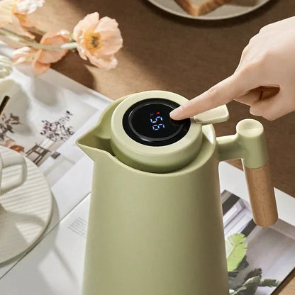 Smart Thermal Jug with Touchscreen and Wood Grip