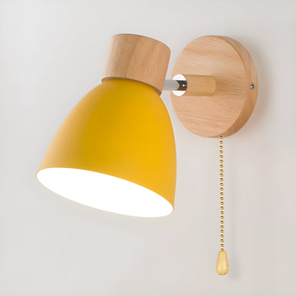 Rustic Wood Wall Light with Switch for Bedroom
