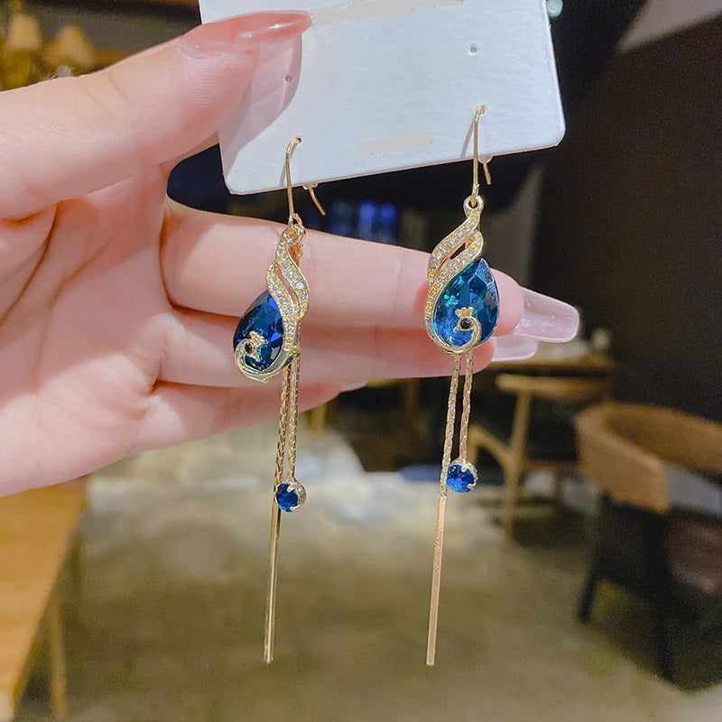 Befez | Azure Drop Crystal Bird Earrings