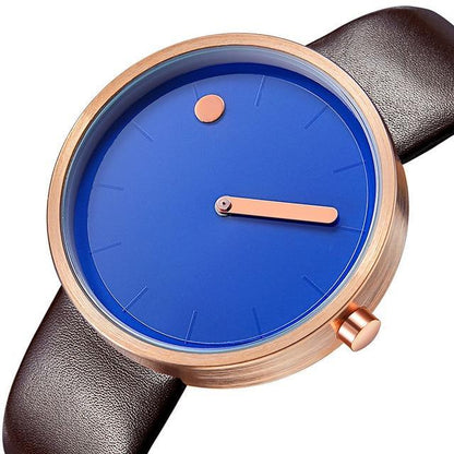 Stylish Men's Quartz Watch Black Leather Strap