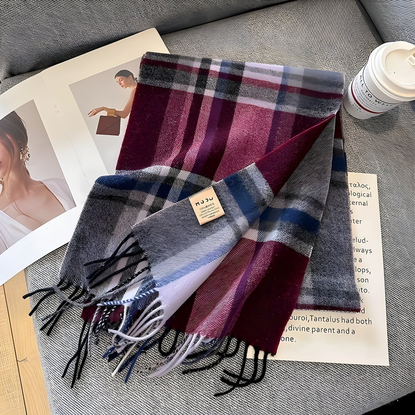 Warm Plaid Cashmere Women's Winter Scarf