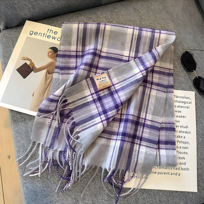 Warm Plaid Cashmere Women's Winter Scarf - Befez