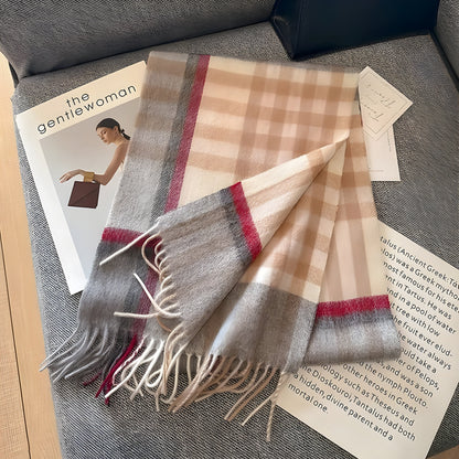 Warm Plaid Cashmere Women's Winter Scarf