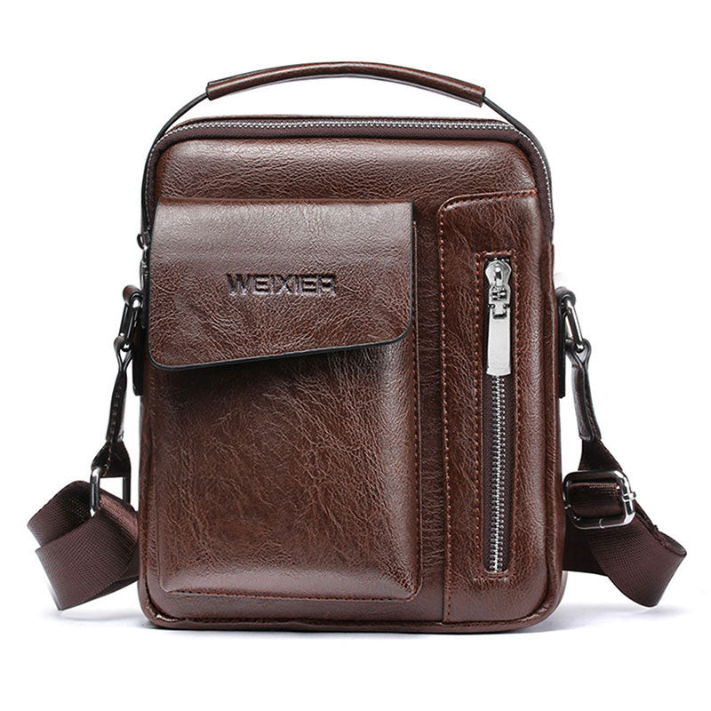Stylish Mens Leather Crossbody Bag with Adjustable Strap