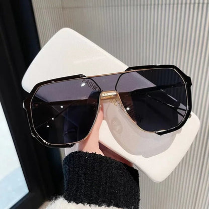 Trendy Large Square Sunglasses with UV Protection Lenses