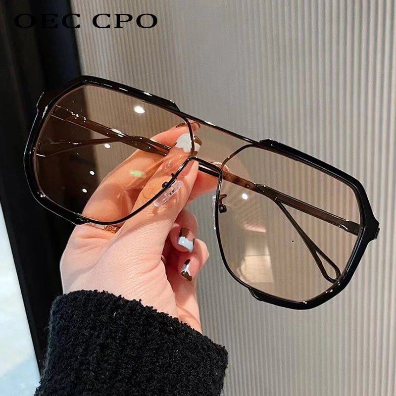 Trendy Large Square Sunglasses with UV Protection Lenses