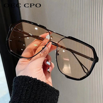 Trendy Large Square Sunglasses with UV Protection Lenses