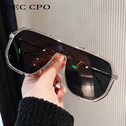 Trendy Large Square Sunglasses with UV Protection Lenses