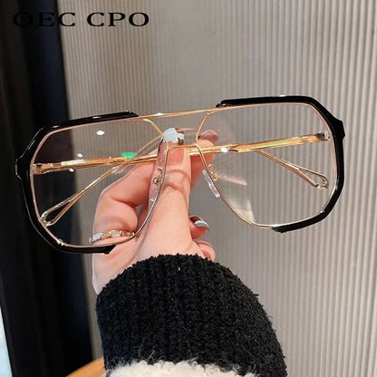 Trendy Large Square Sunglasses with UV Protection Lenses