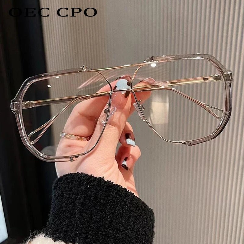 Trendy Large Square Sunglasses with UV Protection Lenses