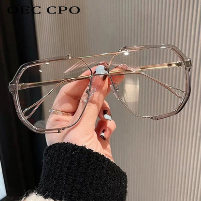 Trendy Large Square Sunglasses with UV Protection Lenses