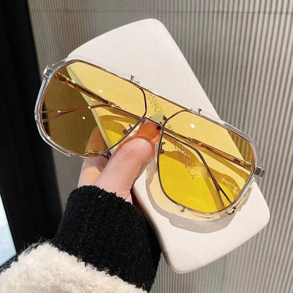 Trendy Large Square Sunglasses with UV Protection Lenses
