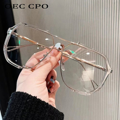 Trendy Large Square Sunglasses with UV Protection Lenses