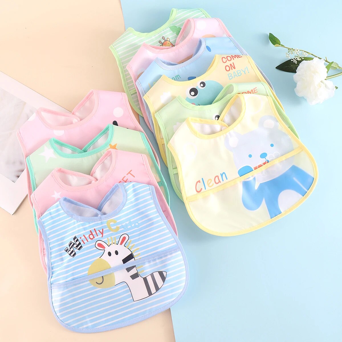 Soft Washable Baby Drool Bibs Set of 5