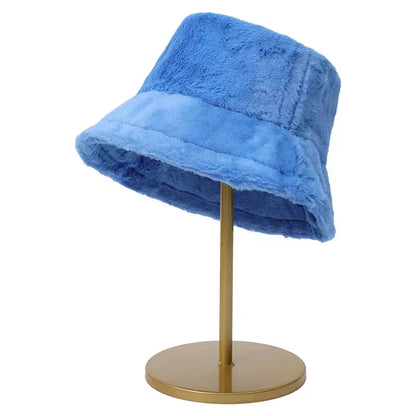 Warm Faux Fur Winter Bucket Hat for Women