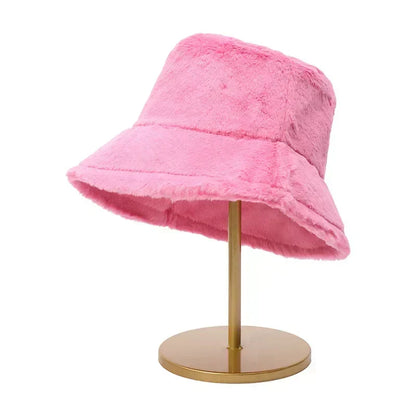 Warm Faux Fur Winter Bucket Hat for Women