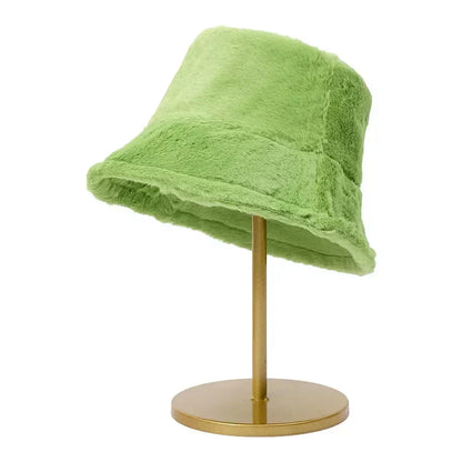 Warm Faux Fur Winter Bucket Hat for Women
