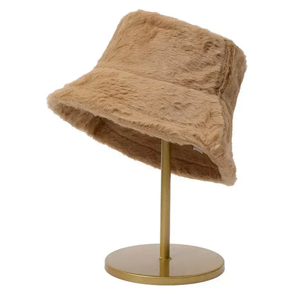 Warm Faux Fur Winter Bucket Hat for Women