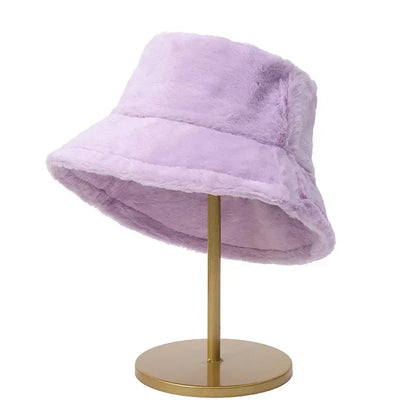 Warm Faux Fur Winter Bucket Hat for Women