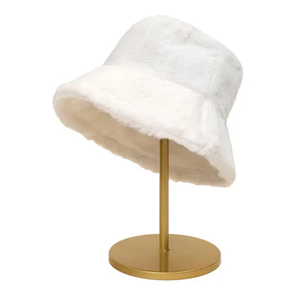 Warm Faux Fur Winter Bucket Hat for Women