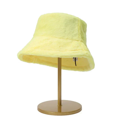Warm Faux Fur Winter Bucket Hat for Women