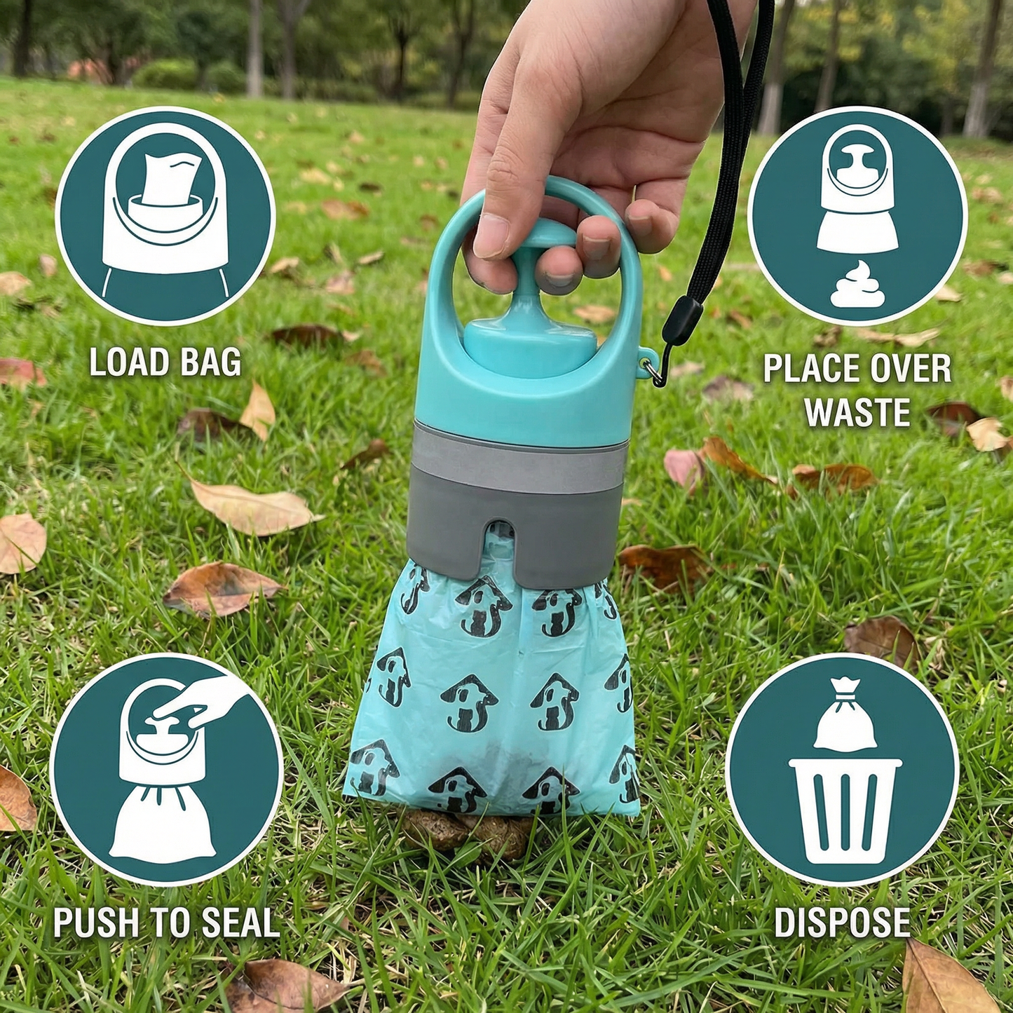 Pet Waste Scoop with Refill Bags – Compact Cleaner Kit