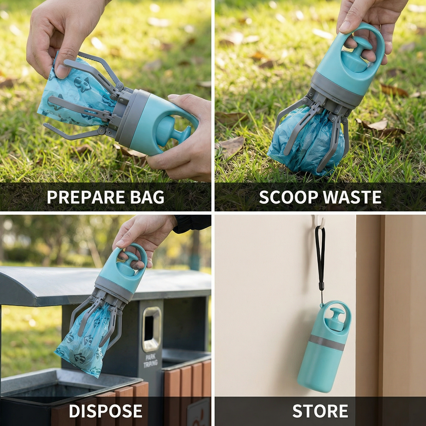 Pet Waste Scoop with Refill Bags – Compact Cleaner Kit