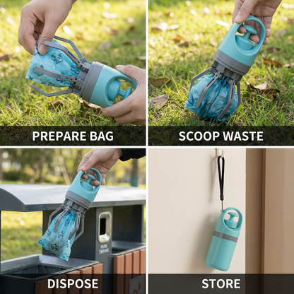Pet Waste Scoop with Refill Bags – Compact Cleaner Kit