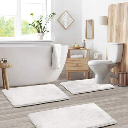 Soft Plush 3 Piece Bathroom Mat Set