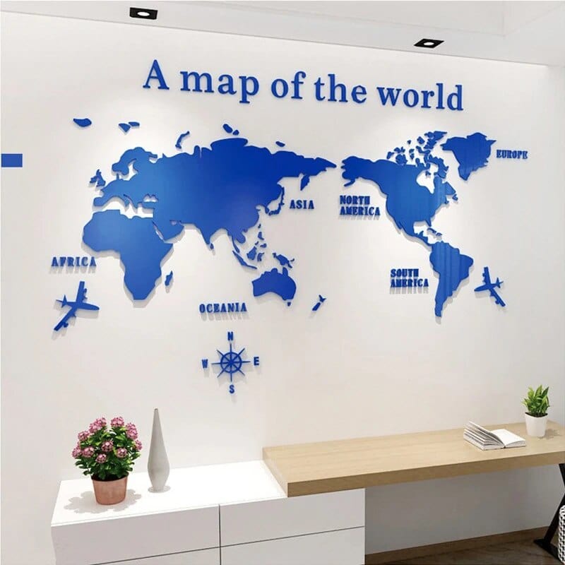 Colorful Globe Wall Decal Map Sticker