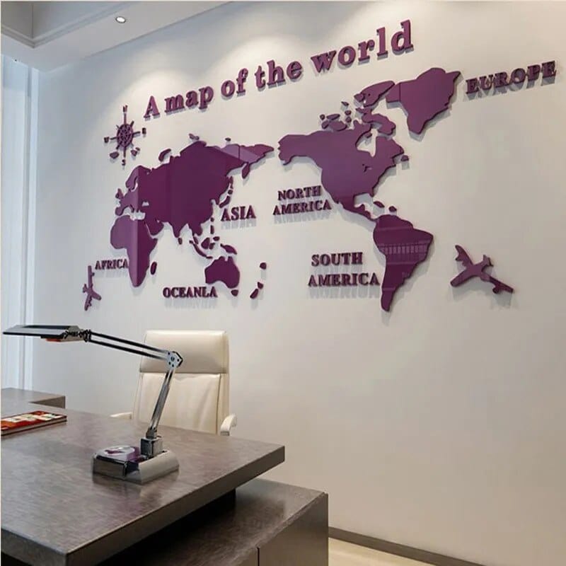 Colorful Globe Wall Decal Map Sticker